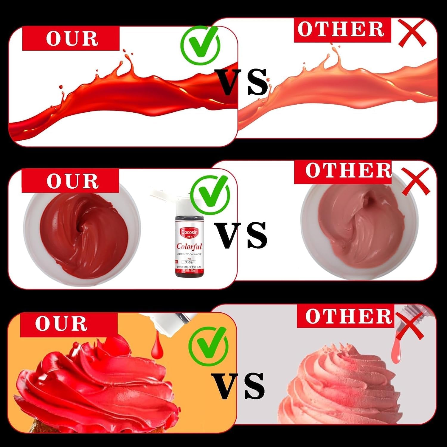 Colorante alimentario rojo, 26 g de colorante alimentario concentrado, colorante alimentario a base de aceite, colorante alimentario concentrado sin azúcar, colorante alimentario líquido para hornear, para manteca de cacao, crema de mantequilla