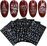 9 Blatt Nagelsticker Weihnachten Nagelaufkleber Selbstklebend Weiß Rentier Schneemann Nail Art Sticker Dekoration Nageldesign Zubehör