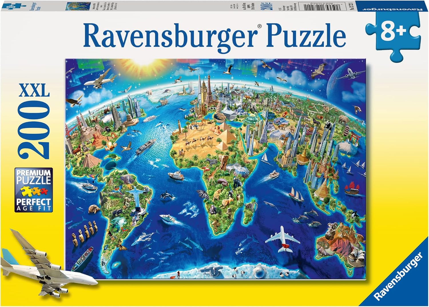 Puzzle infantil Ravensburger - 12722 Mundo grande y ancho - Puzzle de mapamundi para niños a partir de 8 años, con 200 piezas en formato XXL Puzzle Naty Shop Título predeterminado