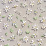 5D en relieve margaritas blancas pegatinas de uñas flores pegatinas de uñas flores pegatinas autoadhesivas pegatinas de arte de uñas margaritas accesorios de decoración de uñas pegatinas de diseño de flores arte de uñas