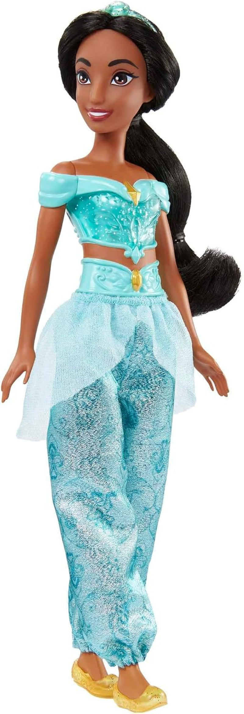 Mattel Disney Princess Toy Jasmine Muñeca articulada de moda con ropa y accesorios brillantes Regalo inspirado en la película de Disney para niños HLW12