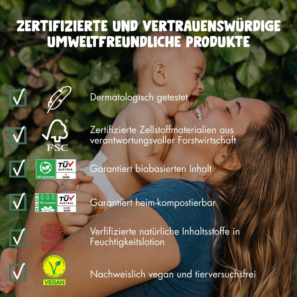 Toallitas Naty Bebé | 100% herbario y libre de fragancias para pieles sensibles | Toallitas compostables certificadas y sin plástico con 98% de agua purificada | 672 toallitas (12 paquetes)