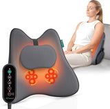 Snailax Almohada Ergonómica de Apoyo Lumbar con Masaje y Calor, Almohada de Espalda Shiatsu de Espuma Viscoelástica, Cojín de Asiento con 3 Intensidades de Masaje | 2 niveles de calor | 3 temporizadores | postura sentada cómoda