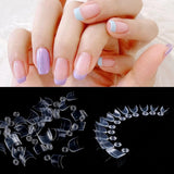 600 uñas artificiales cortas ovaladas, 12 tamaños, media cubierta, puntas de uñas postizas acrílicas, uñas artificiales para manicura, salón de mujeres, bricolaje (transparente)