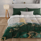 PETTI Artigiani Italiani - Edredón de invierno, Edredón de invierno, Edredón sencillo, Doble cara, Monocolor e impresión digital, 100% microfibra hipoalergénica, Made in Italy Edredones y edredones Naty Shop Mármol esmeralda Cama individual