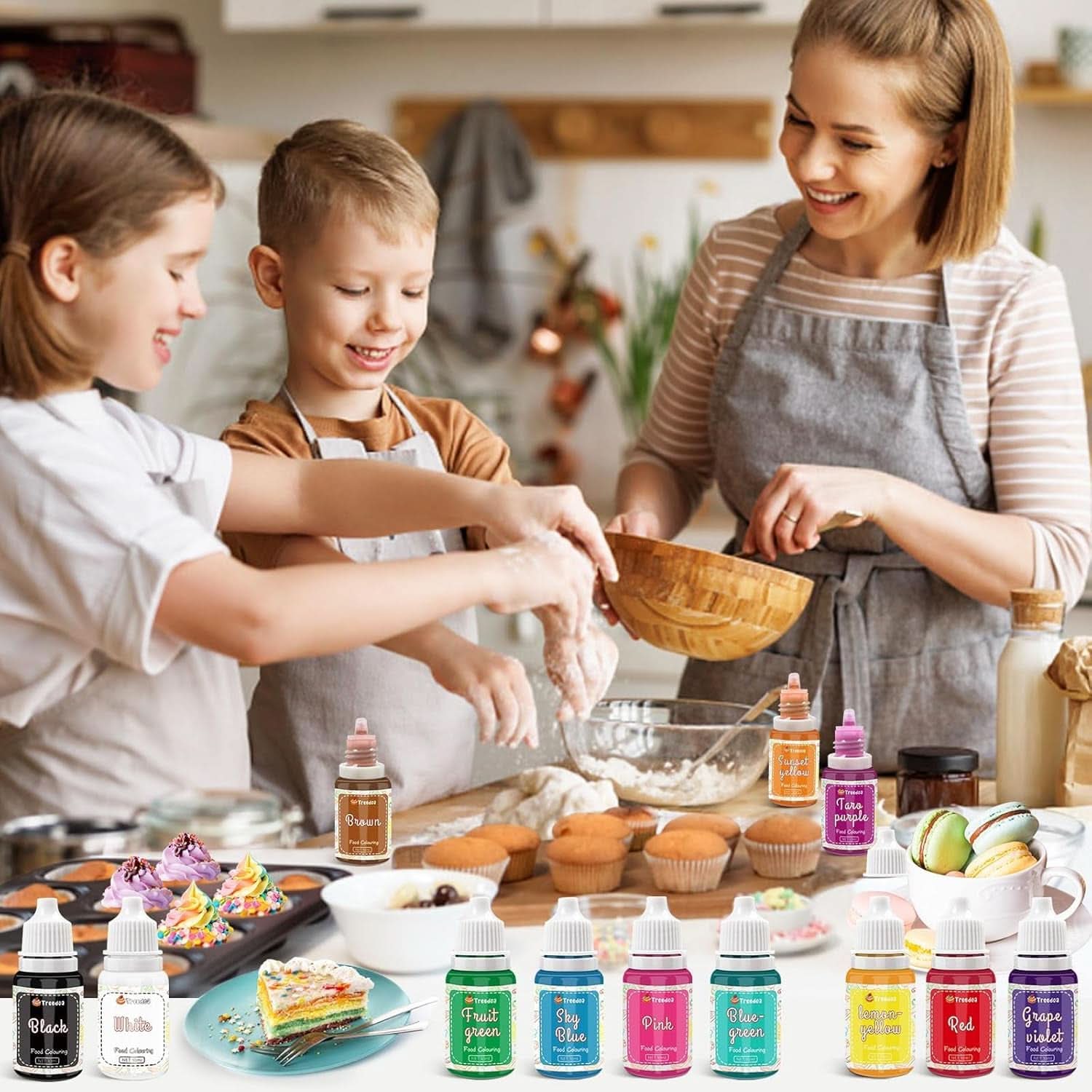 Set de 12 colorantes alimentarios líquidos, 10 ml Naty Shop