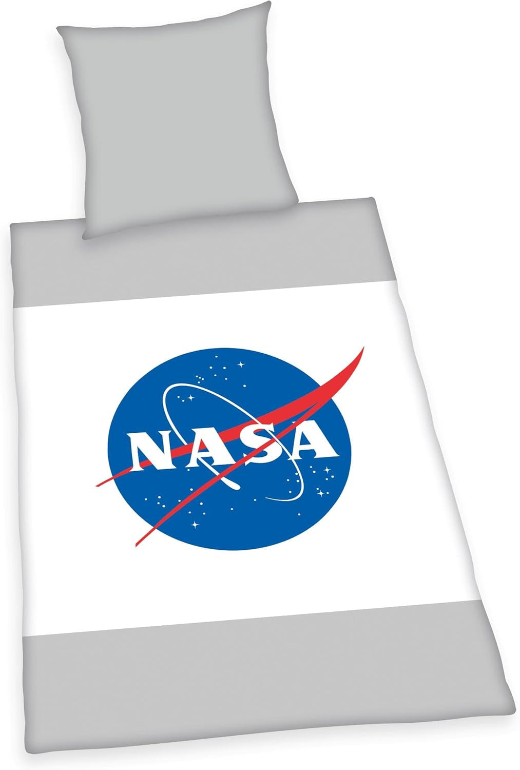Juego de Sábanas NASA, Algodón/Reforzado, Ropa de Cama Gris/Blanco - Kids Naty Shop Gris/Blanco Talla Austriaca