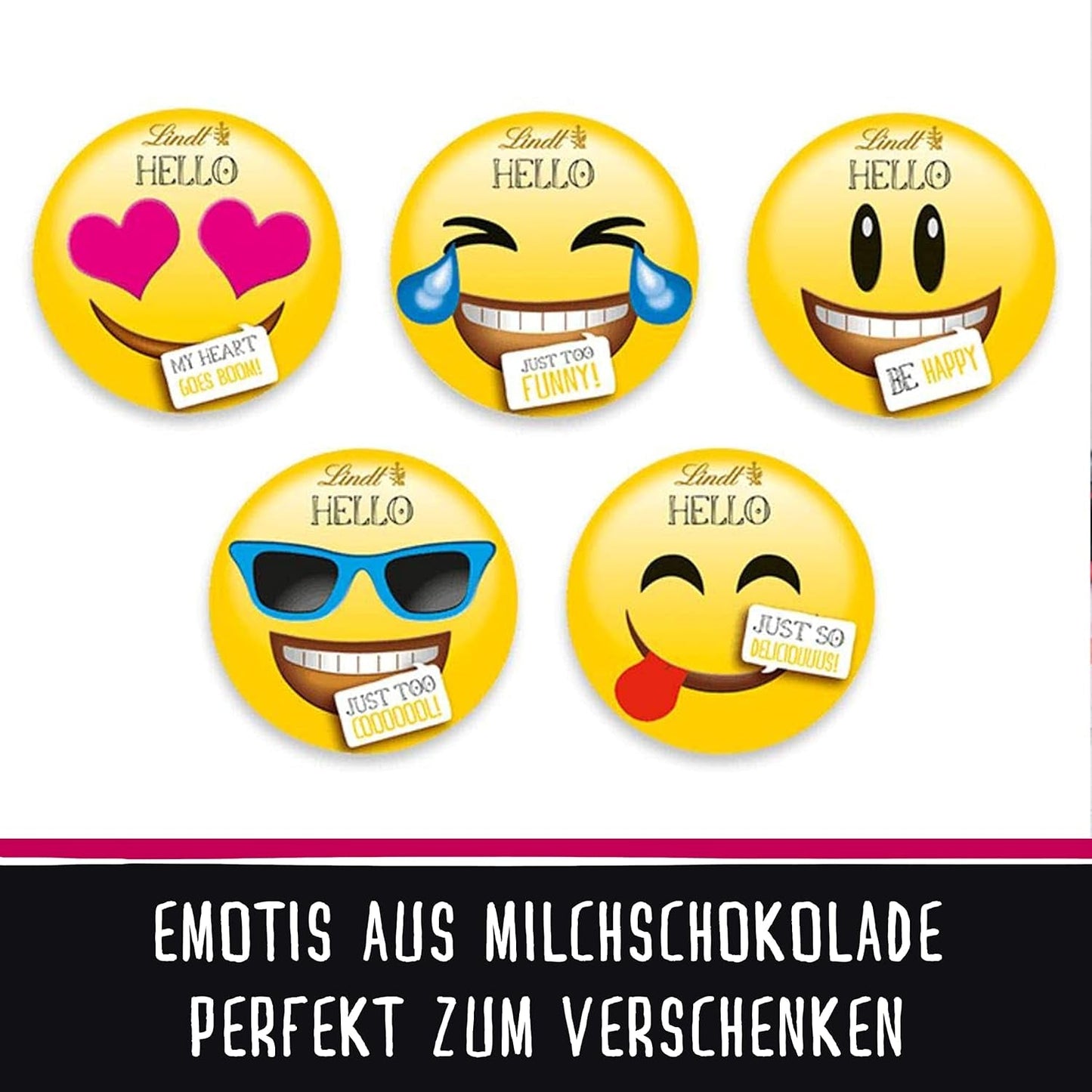 HOLA Mini Emoticones de Chocolate | 164 gramos | Aprox. 27 emoticonos geniales en varios diseños, elaborados con el mejor chocolate con leche | Regalo de chocolate para niños | Para decoración (paquete de 2)