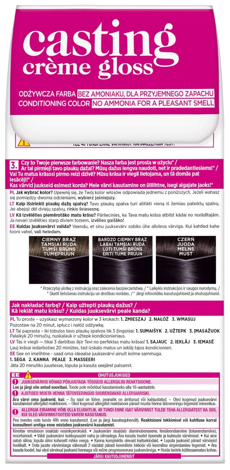 Tinte L'Oréal Paris Casting Crème Gloss 210 - Tinte Capilar Negro Azul Marino Naty Shop