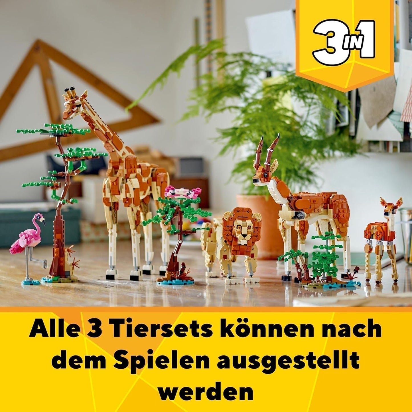 LEGO Creator 3In1 Animal Safari, set creativo con figuras de animales, 3 opciones de construcción: Jirafa de juguete, gacela y león, animales de juguete para niñas y niños, regalo natural para niños a partir de 9 años 31150 Juegos de construcción Beuche den LEGO-Store