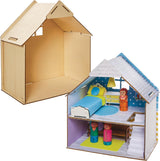 Baker Ross FN199 Construye tu propia casa de muñecas de madera - Kit de construcción de casa de muñecas de 1 pieza para niños Kit de manualidades