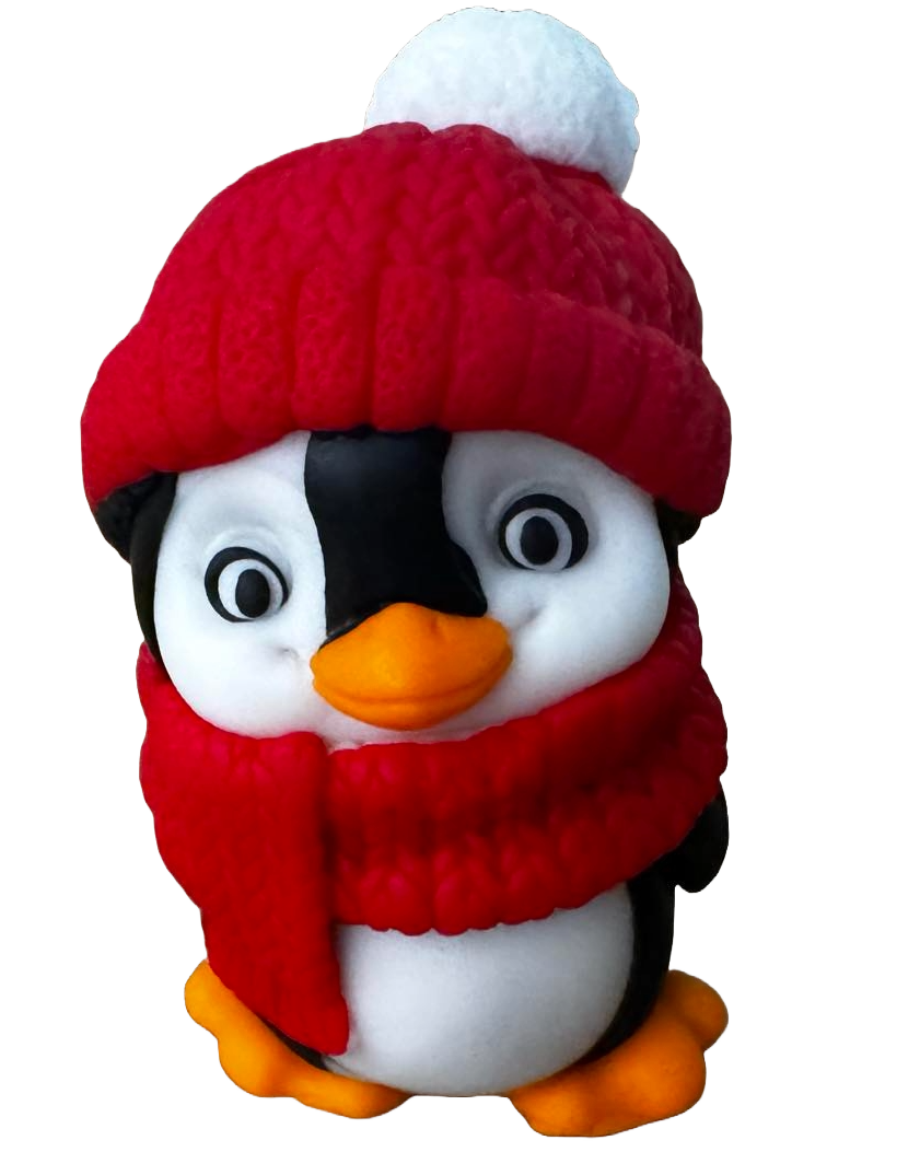 Decoración de pasta de azúcar comestible, Pingüino con bufanda y gorro rojo Decoraciones de pasta de azúcar Naty Shop