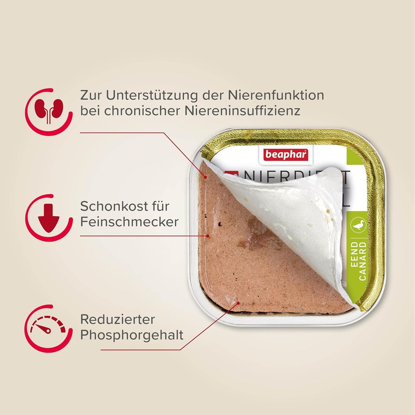 BEAPHAR – Paquete Mixto de Dieta Renal – Alimento completo para gatos con insuficiencia renal crónica – Para apoyar la función renal – 6 x 100 g