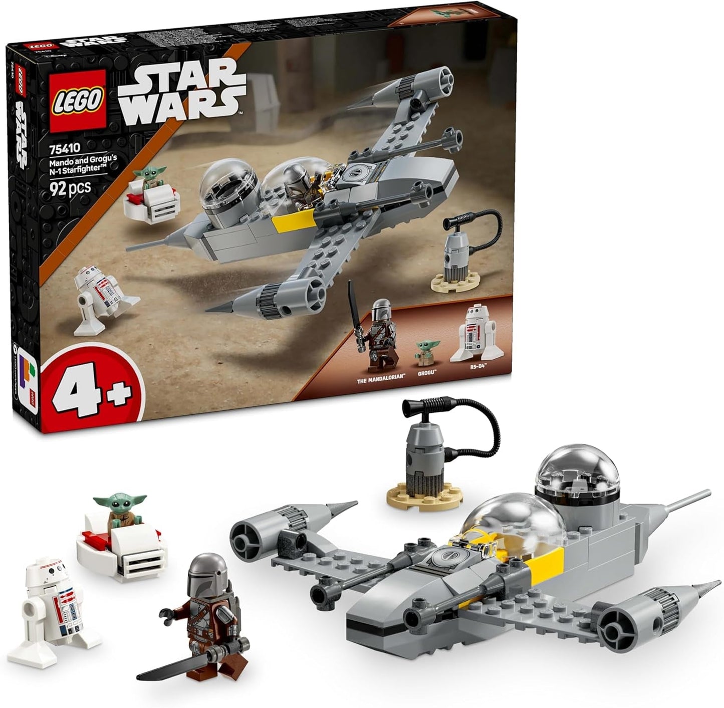 LEGO Star Wars 75410 Juguete Mandos y Grogus N-1 Starfighter con minifiguras de Mandalorian, Grogu y R5-D4, que incluye columna para construir y set inicial de nave estelar para niños y niñas a partir de 4 años Juegos de construcción Beuche den LEGO-Store Título predeterminado