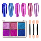 GZMAYUEN Chrom Pulver para uñas 6 colores espejo cromo uñas polvo pigmento polvo uñas arte