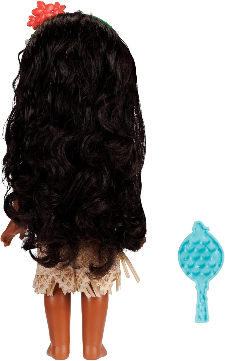 Muñeca Princesa Disney Moana de 35 cm, Ojos con Purpurina Reflectante, Articulaciones móviles, Conjunto Desmontable, Clip de Flor, Pelo Largo, para niñas a Partir de 3 años