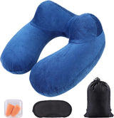 Aiqinu Almohada Inflable para el Cuello Almohada de Viaje, Almohada Inflable compacta de Cuello rápido con Funda de Almohada Lavable para Viajes en Coche, avión, Tren, Oficina, Almohadas de Viaje Familiar Naty Shop Azul Oscuro