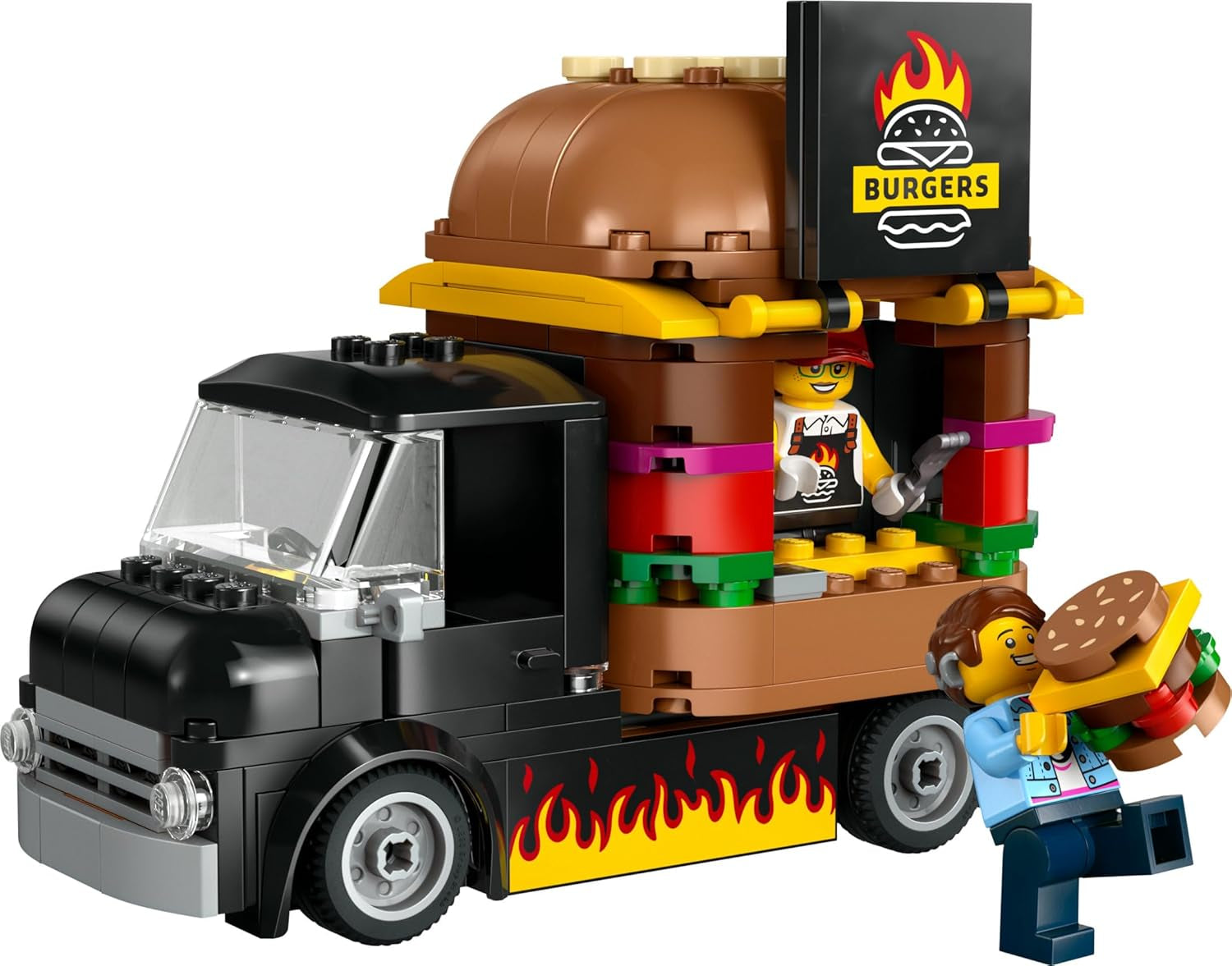 LEGO City Set de Construcción del Camión de Hamburguesas con Coche de Juguete para Niños de 5 Años, Minifigura de Camión de Comida y Accesorios, Regalo Divertido para Niños y Niñas 60404 Juegos de Construcción Besuche den LEGO-Store
