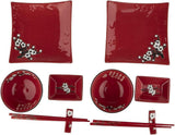 Servicio de Mesa Japonés Completo 2381, Porcelana, Rojo