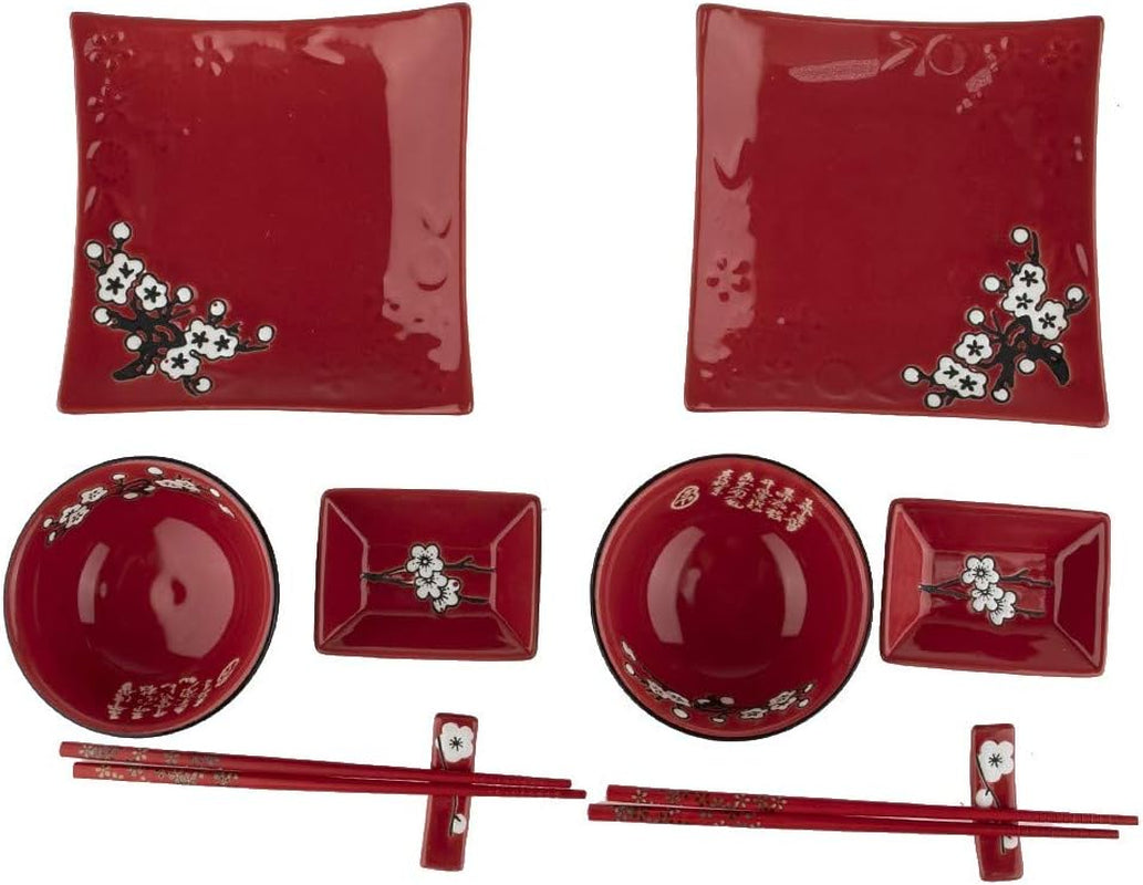 Servicio de Mesa Japonés Completo 2381, Porcelana, Rojo