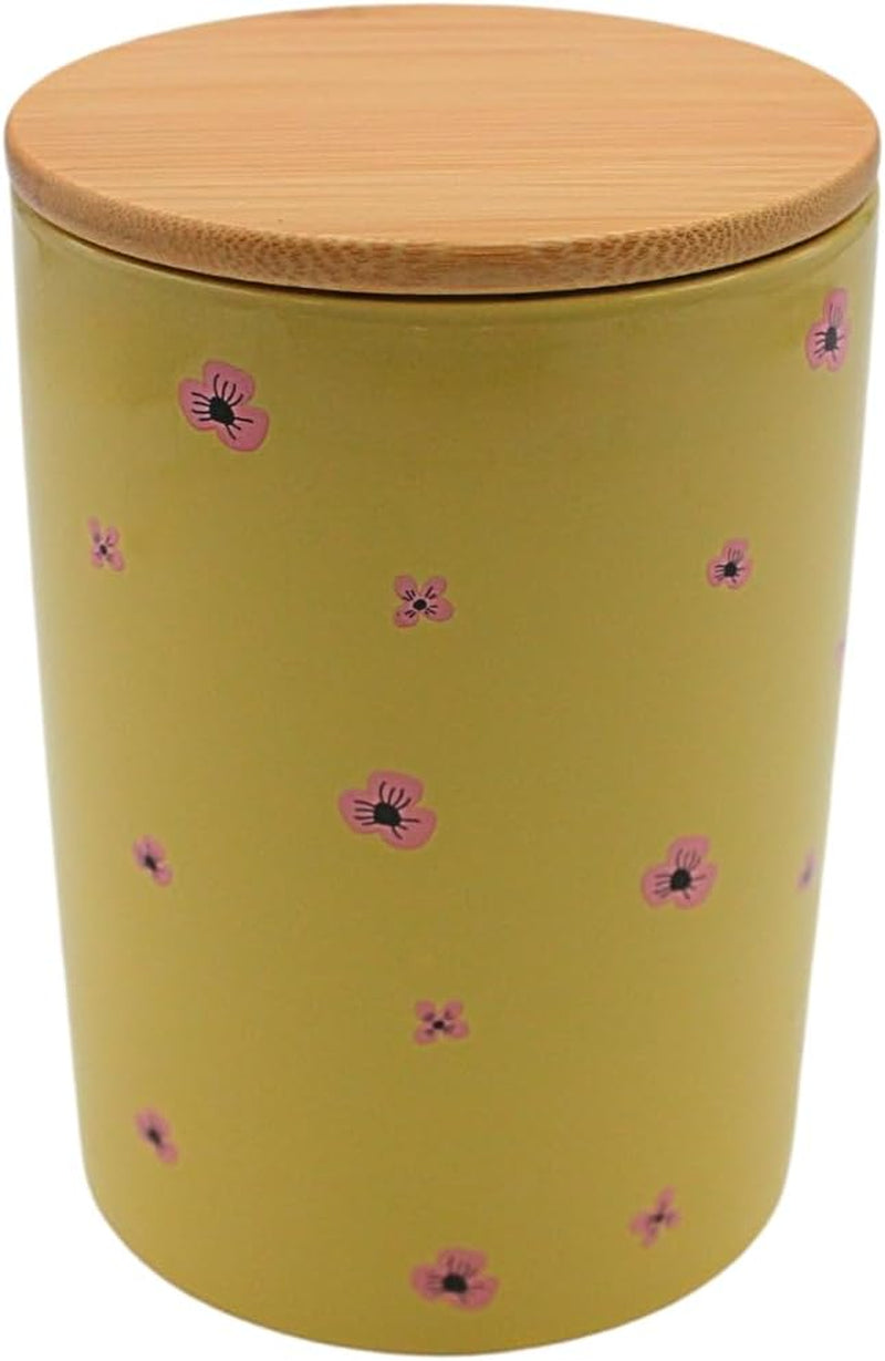 Dekohelden24 Elegante caja de cerámica para guardar café, alimentos frescos y galletas Hüftgold. La razón: pereza. Dimensiones: Alto/Ø 15,6 x 11 cm. Naty Shop cajas para guardar alimentos