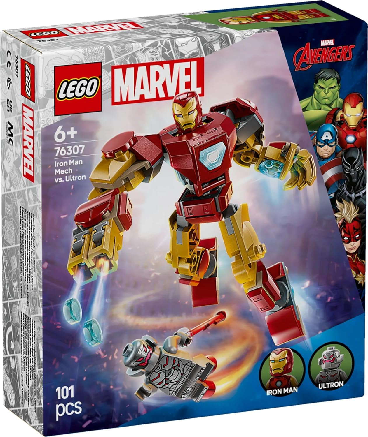 LEGO Marvel Iron Man Mech vs. Ultron - Juguete de superhéroe con 2 minifiguras - Figura de acción con brazos, piernas y dedos móviles - Regalo para niños y niñas a partir de 6 años 76307 Besuche den LEGO-Store Building Sets