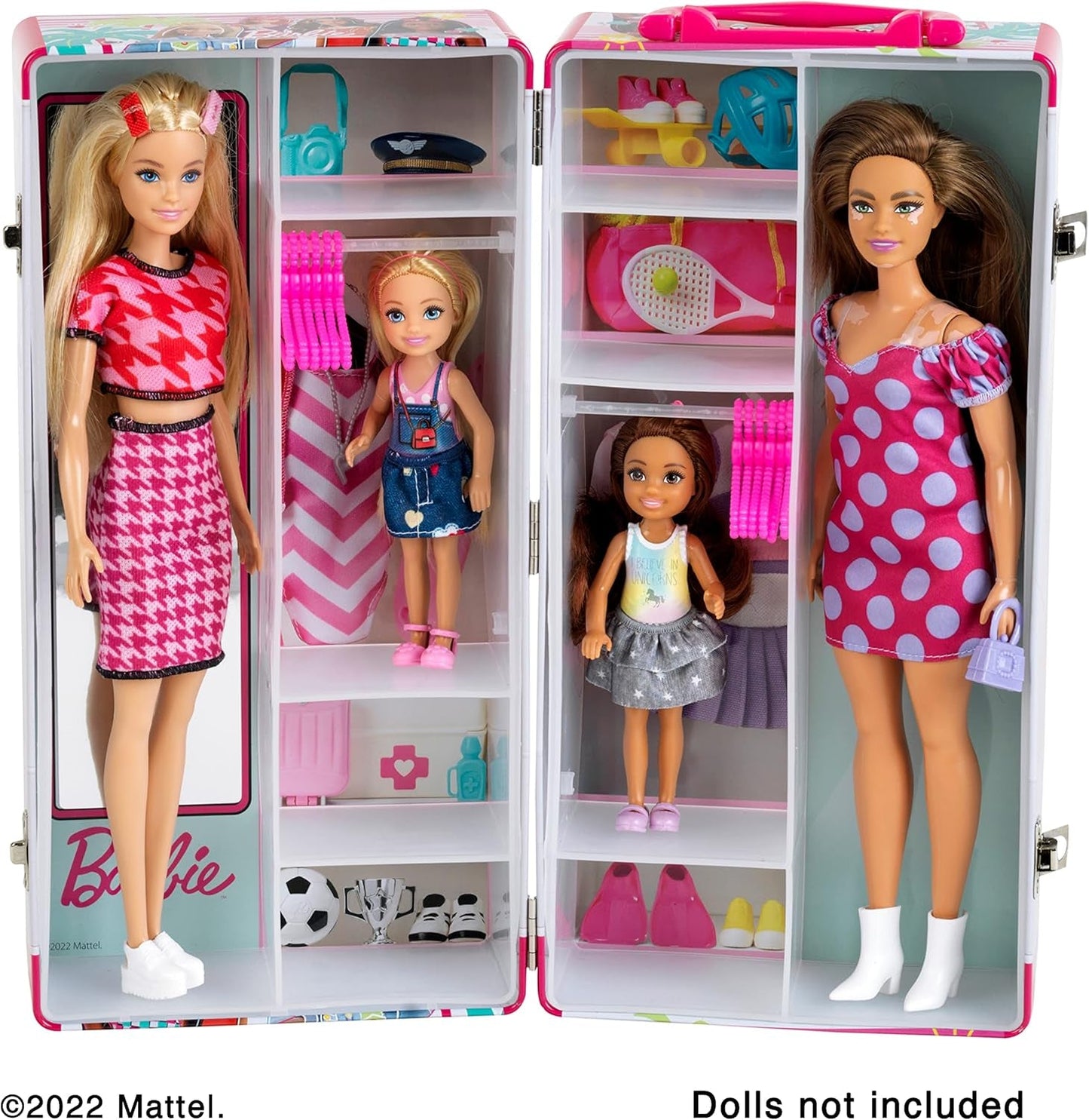 Theo Klein 5801 Barbie Armario con Barras y Compartimentos, Juguete a Partir de 3 años, Incluye Accesorios, Multicolor