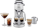 De'Longhi Dedica Style EC 685.B - Cafetera espresso con portafiltro, cafetera espresso con espumador de leche profesional, sólo 15 cm de ancho, para café molido o cápsulas ESE, depósito de agua de 1 l, negro
