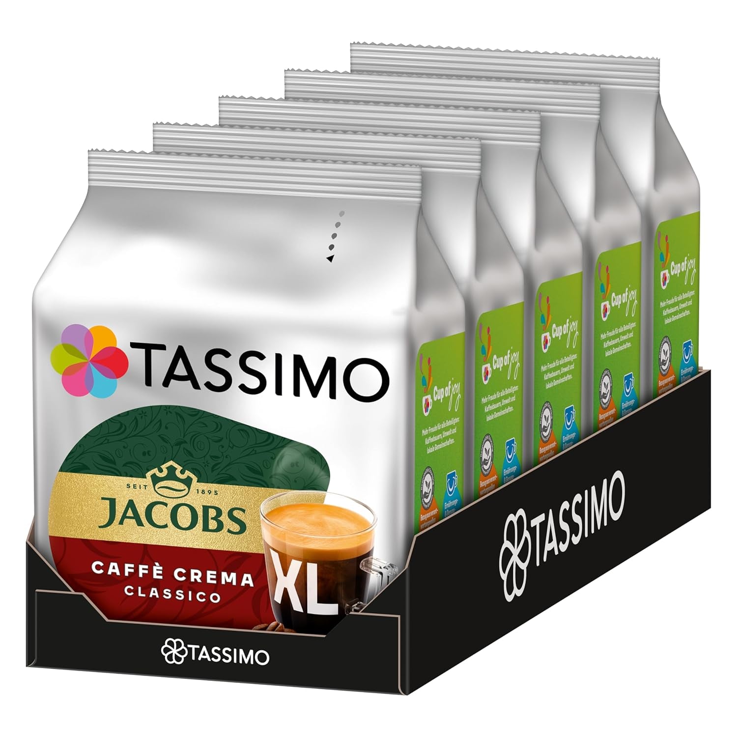Tassimo Kapseln Jacobs Caffè Crema Classico XL, 5 x 16 pastillas, 80 cápsulas de café