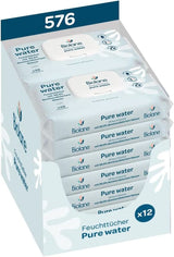 BIOLANE - Baby-Feuchttücher Mit 99,9% Wasser - Agua pura - Packung Mit 12 X 48 (576 Feuchttücher) - Für Empfindliche Haut - Ab Der Geburt - Duftfrei - Wechseln Und Reinigungspflege Naty Shop