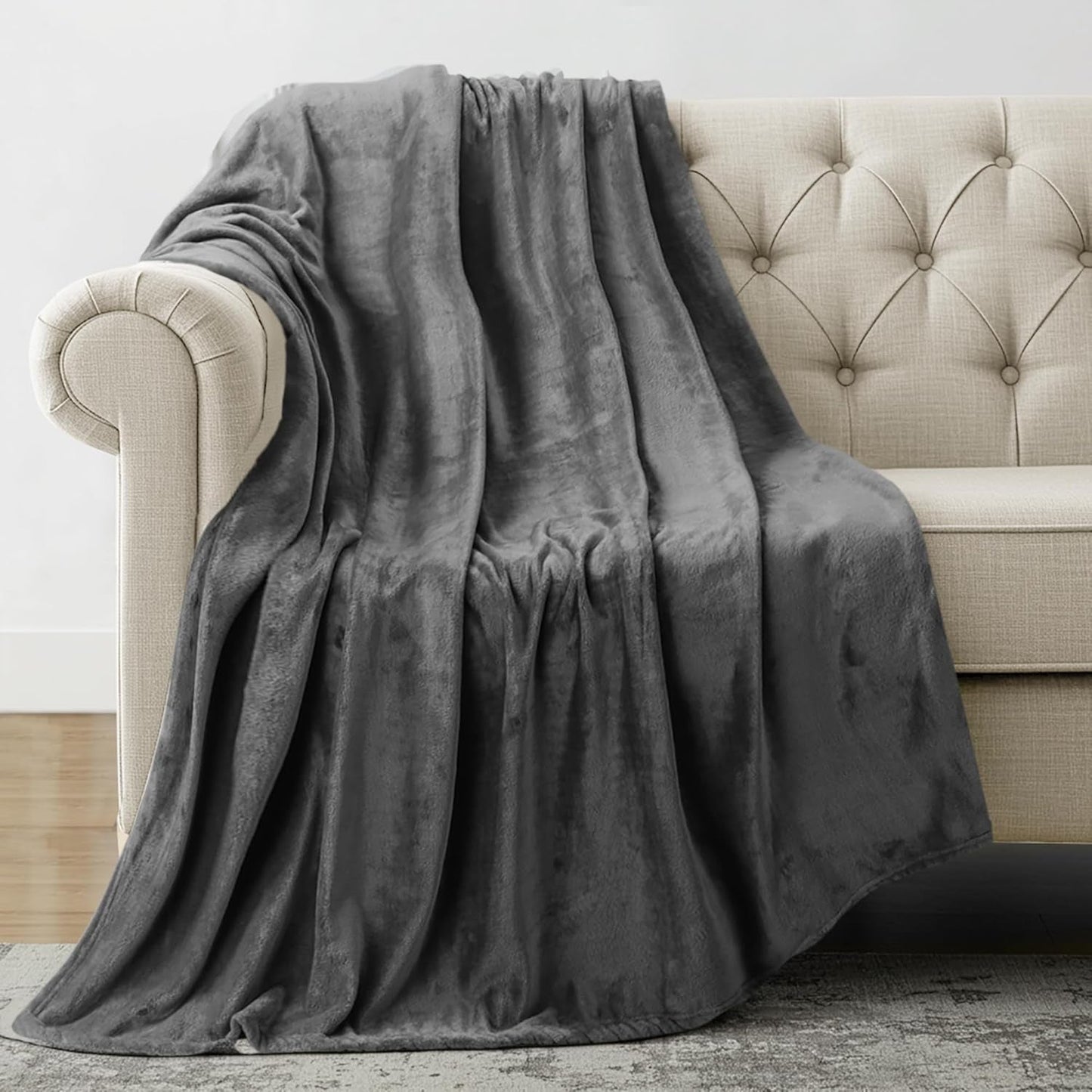 Utopia Bedding Kuschelige Fleecedecke [228X228 Cm, Gris] Weiche, Leichte, Warme Flauschige Decke Kuschelige Und Atmungsaktive Decken Für Bett Sofa Couch