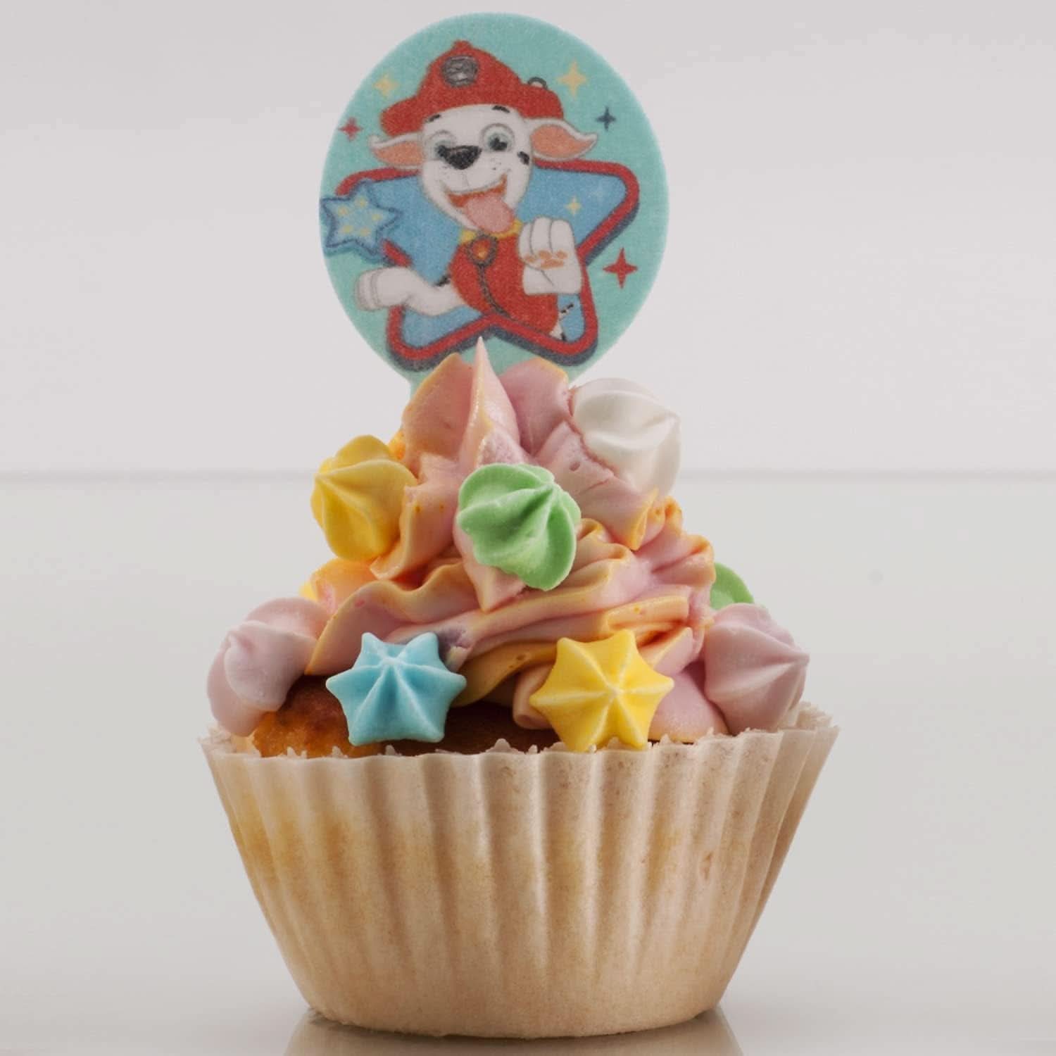 Dekora, decoración comestible para tartas de la Patrulla Canina dekorapin, 20 obleas de papel comestible - 6,5 x 4 cm naty shop