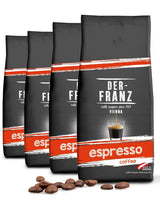 Der-Franz Café Espresso, Intensidad 5/5, Arábica y Robusta, Ganze Bohne, 4 x 1000 g