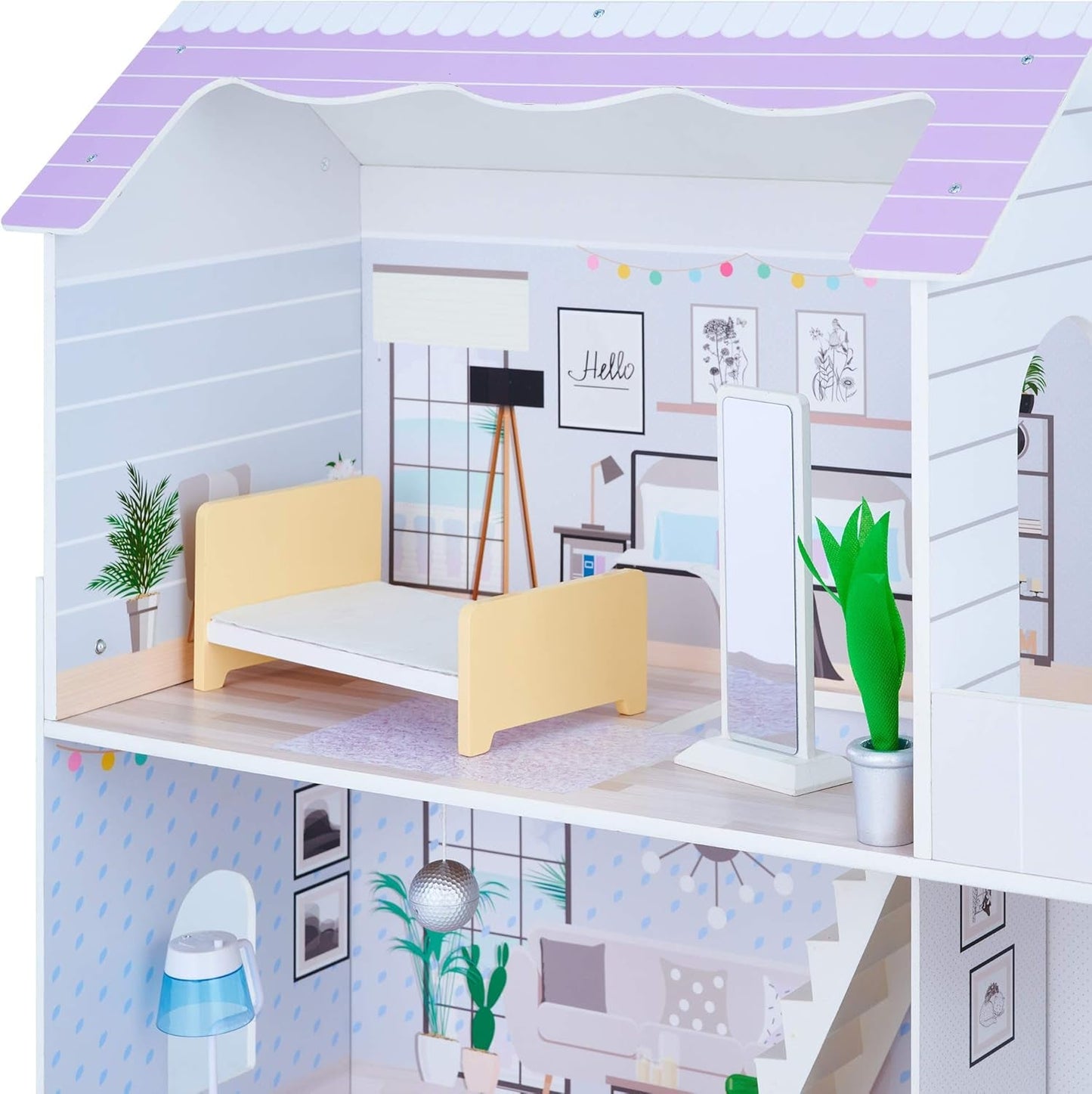 Teamson Kids Olivia's Little World Casa de muñecas gigante con 16 accesorios para muñecas, casa de muñecas de madera con muebles, casa de muñecas de 3 pisos, 30 cm para niños, a partir de 3 años