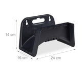 Relaxdays Soporte para Manguera, Soporte para Manguera de Pared de Plástico, Colgador para Manguera de Jardín, Altura 14 x 24 x 16 cm, Negro