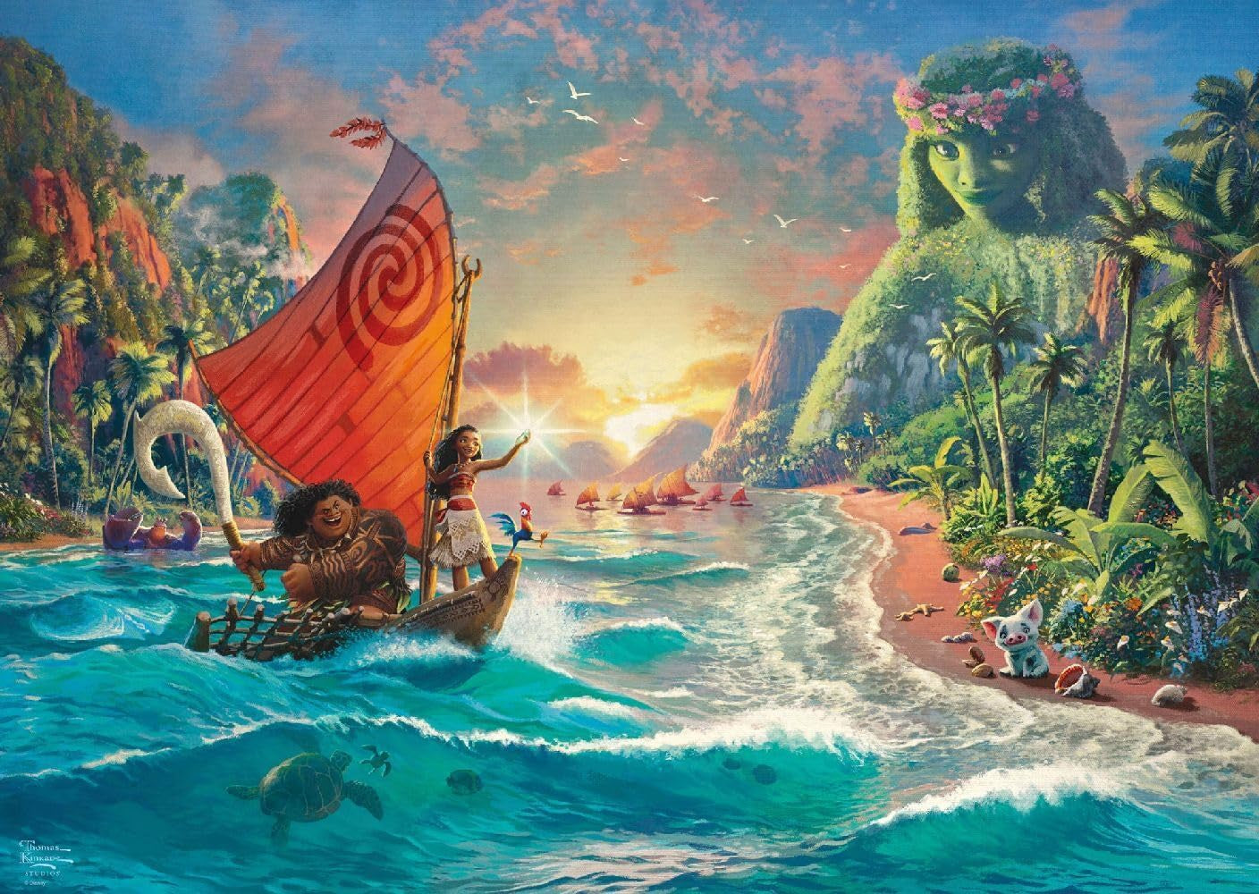 Schmidt Spiele 58030 Thomas Kinkade, Disney, Vaiana, Moana, rompecabezas de 1000 piezas, normal, negro, blanco Puzzle Naty Shop