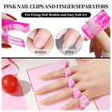 Juego de 120 formas de uñas dobles, plantillas de extensión de uñas con cepillo rosa de doble punta, clip para puntas de uñas, separador de dedos de esponja y lima de uñas para uñas de poligel