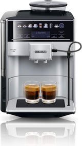 Cafetera espresso automática Siemens EQ.6 plus s300 TE653501DE, para muchas especialidades de café, espumador de leche, molinillo cerámico, doble función de café, antical, limpieza automática a vapor, 1500 W, plateada