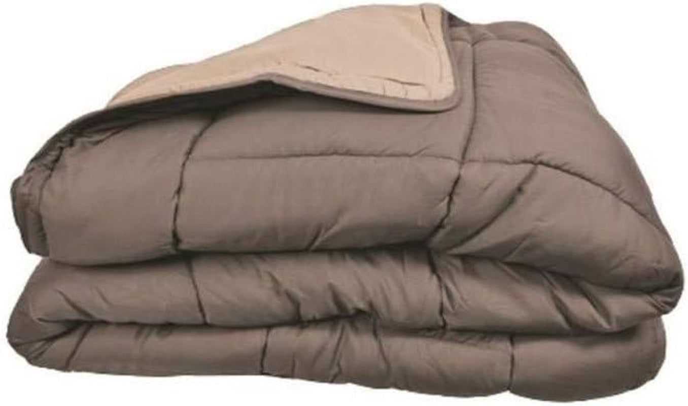 Poyet Motte Edredón lavable con funda fija - 140X200 Cm - Azul petróleo/beige masilla Edredones y edredones Naty Shop Taupe/lin 200X200X1 Cm