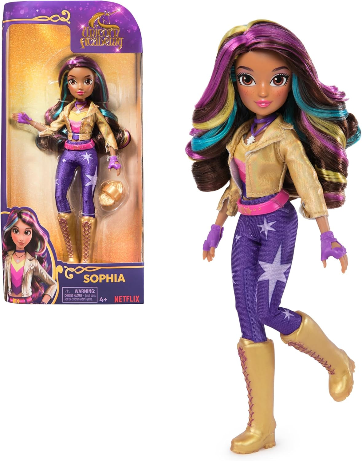 Unicorn Academy Deluxe Masked Ball Sophia - Muñeca de 24 cm de la popular serie de Netflix con 2 conjuntos, disfraces clásicos y juegos de rol, a partir de 4 años Naty Shop Dolls Vestir a Sophia