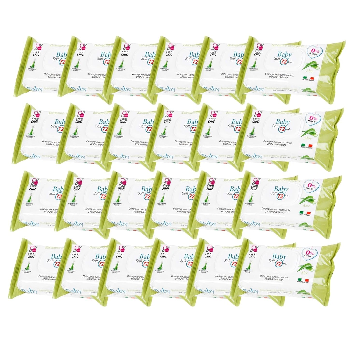 Toallitas húmedas Aloe Baby para pieles sensibles, sin alcohol, respetuosas con la piel, pH 5,5, ligeramente perfumadas, 1728 unidades (24 paquetes)