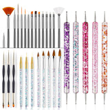 31 Stück Professionelle Nagel Pinsel Set, Nagelpinsel de doble punta, Pinsel para Gelnägel, Pluma acrílica para decoración de uñas, Herramientas de punteado para decoración de uñas, Pincel para uñas para bricolaje Nagelkunst Salon Design