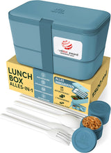 Umami Fiambrera para Adultos, Fiambrera Bento Apilable a Prueba de Fugas con 4 Cubiertos y Compartimentos, Fiambrera para Adultos, Recipiente para Ensalada para Llevar, Fiambrera para Picnic/Oficina, Gris Carbón, 1500ml