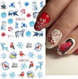 Pegatinas de uñas navideñas 3D, autoadhesivas, transferencia de agua, árbol de Navidad, copo de nieve, alce, pingüino, arte de uñas navideño, diseños de uñas de invierno, pegatinas navideñas, accesorios para uñas
