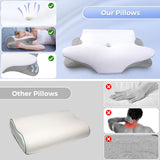 SAHEYER Almohada cervical 2 en 1 Almohada ergonómica de apoyo para el cuello y almohada enrollable para el cuello Almohada ortopédica para personas que duermen de lado Almohada de espuma viscoelástica para personas que duermen de lado Espalda y estómago Almohadas cervicales ortopédicas Naty Shop