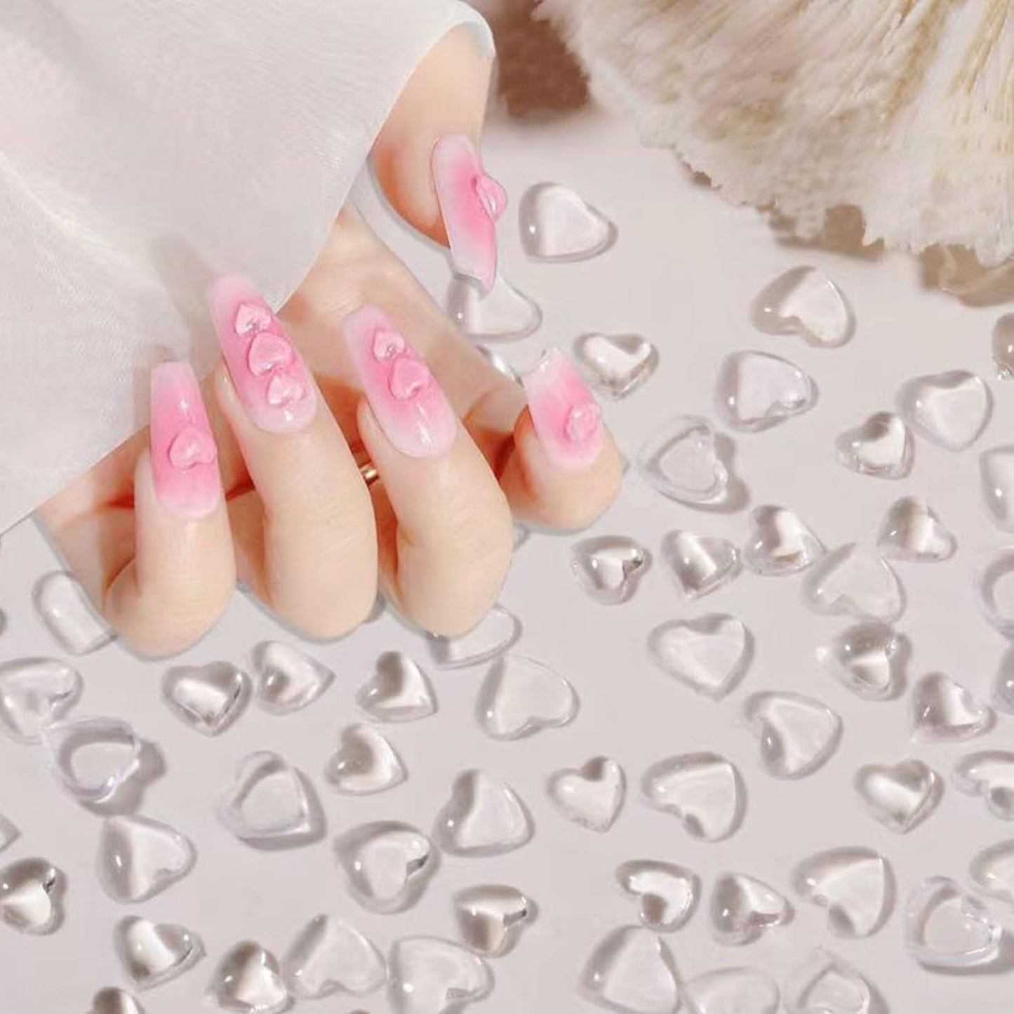 Dijes para decoración de uñas con forma de corazón en 3D, 320 piezas, dijes para uñas de acrílico transparente y transparente con parte trasera plana, piedras de Strass en forma de corazón de 4 mm, 6 mm, 8 mm, decoración de uñas duras para mujeres, mujeres, bricolaje, manicura (4 mm, 6 mm, 8 mm)