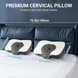 Elviros Almohada ortopédica de espuma viscoelástica Almohada para el dolor de cuello Almohada para dormir Almohada cervical ergonómica Almohada de apoyo para el cuello Almohada antirronquidos para personas que duermen de lado boca abajo Almohadas ortopédicas cervicales blancas Naty Shop