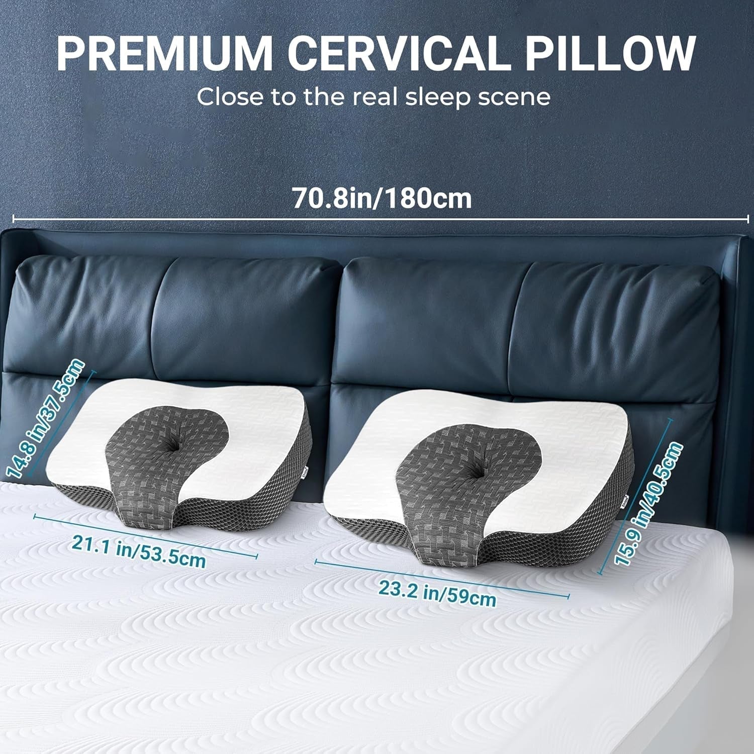 Elviros Almohada ortopédica de espuma viscoelástica Almohada para el dolor de cuello Almohada para dormir Almohada cervical ergonómica Almohada de apoyo para el cuello Almohada antirronquidos para personas que duermen de lado boca abajo Almohadas ortopédicas cervicales blancas Naty Shop