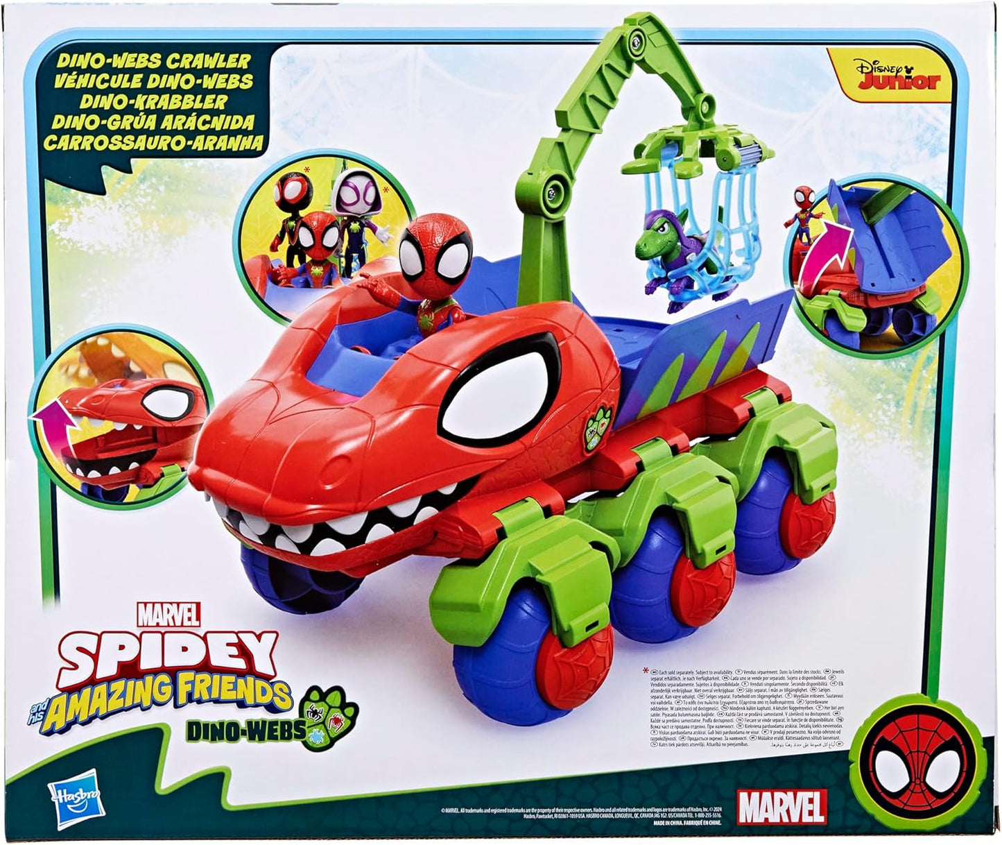 Marvel Spidey y sus súper amigos Dino Crawler Superhero Playset con figuras de Spidey y Dino y juguete de transporte para edades de 3 años en adelante Figuras de acción Naty Shop