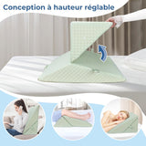 INFANZIA Almohada de cuña para Cama, Almohada de Esquina, Almohada Triangular, Plegable, Espuma viscoelástica, Apnea del sueño, reflujo ácido, elevación de piernas, Lectura, Verde